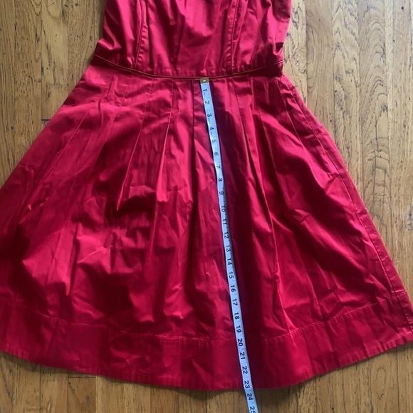 Talbots Red Fit Flare Dress With Piping and Pleats size 6P - Picture 10 of 13